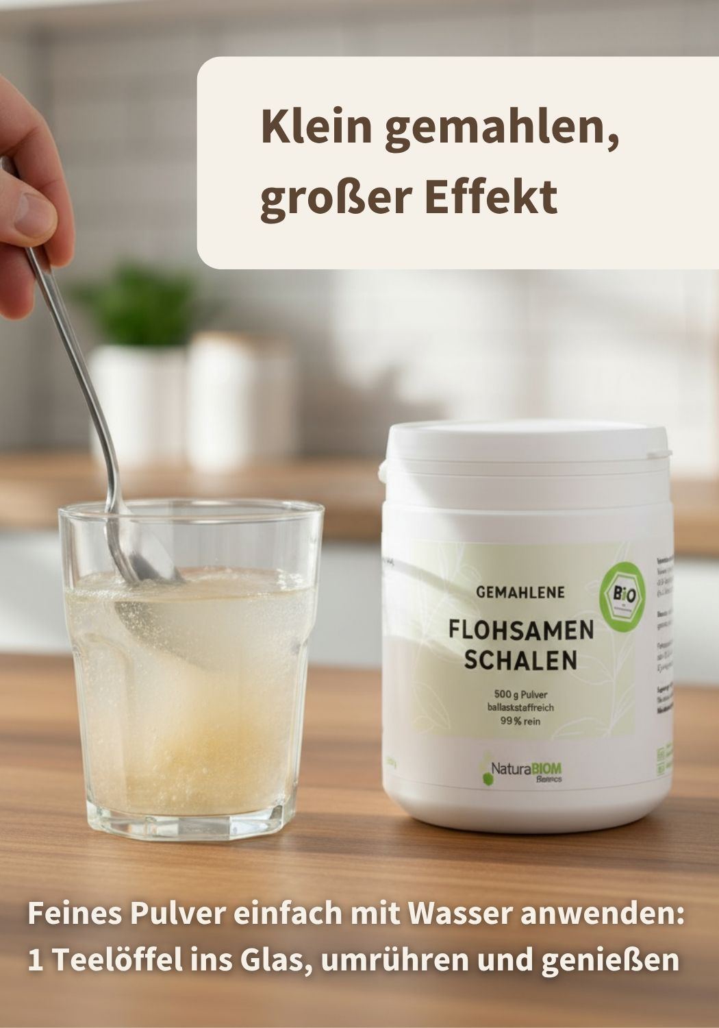 BIO-Flohsamenschalen gemahlen 500g Pulver (Psyllium) DE-ÖKO-070, zur inneren Anwendung