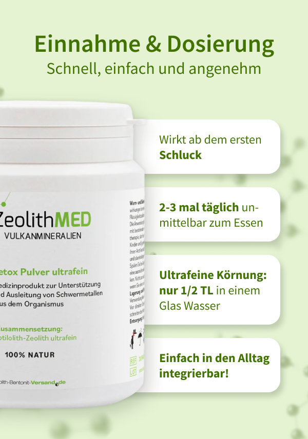 ZeolithMED polvo detox ultrafino 60g, producto sanitario con certificado CE