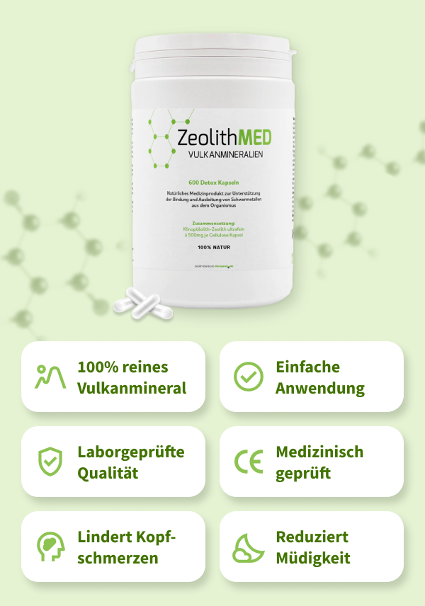 ZeolithMED 600 cápsulas de desintoxicación, producto sanitario con certificado CE