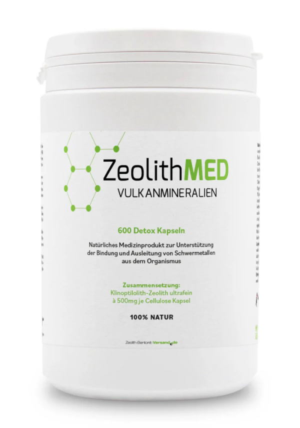 ZeolithMED 600 cápsulas de desintoxicación, producto sanitario con certificado CE