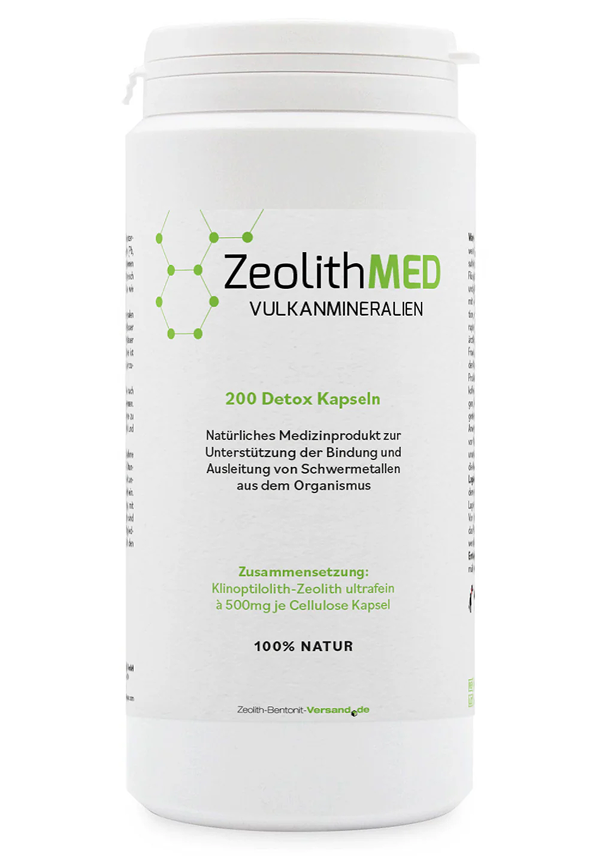ZeolithMED 200 cápsulas de desintoxicación, producto sanitario con certificado CE