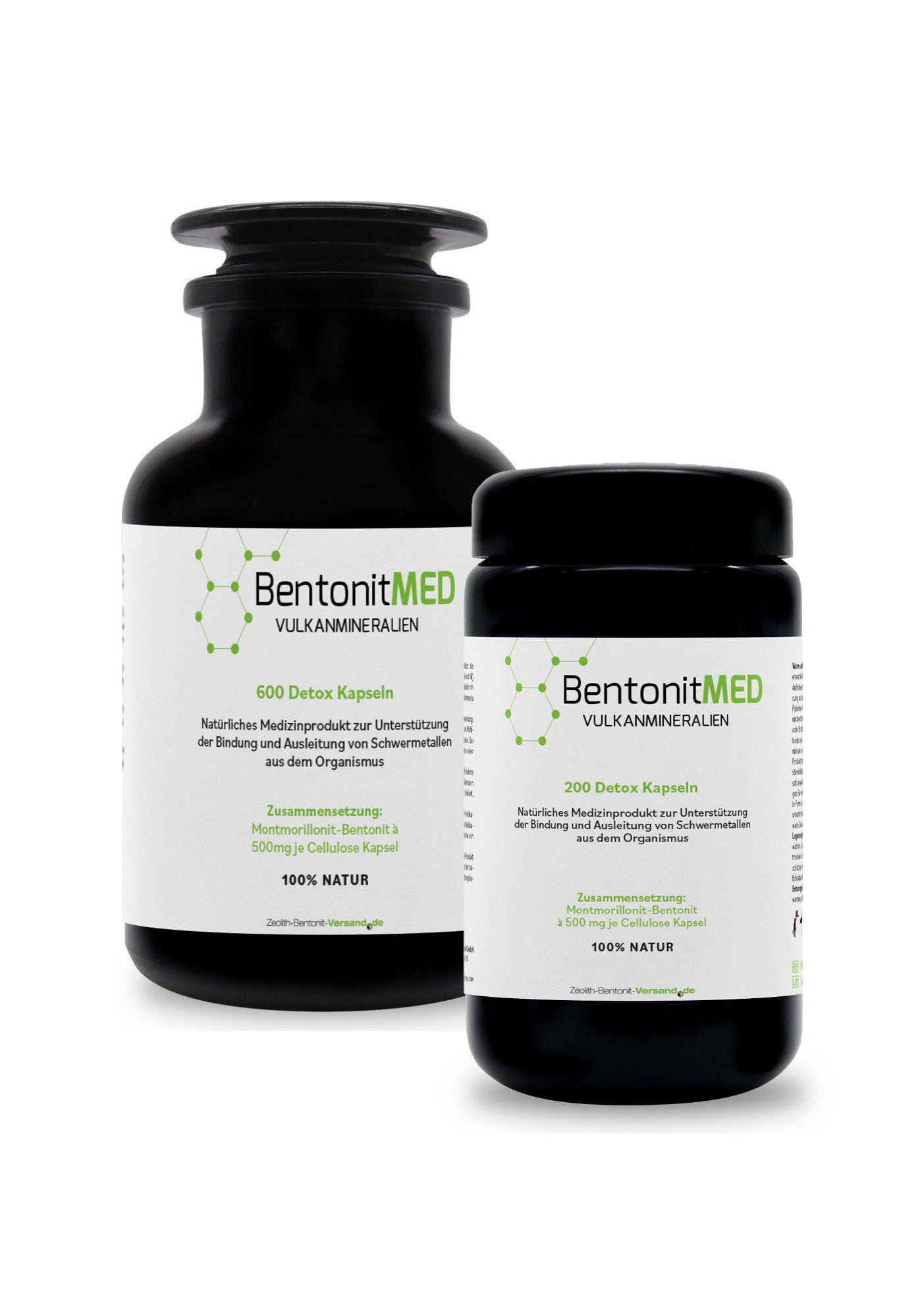 BentonitMED 200 + 600 capsule detox Pacchetto economico in vetro violetto Miron, prodotti medicali con certificato CE