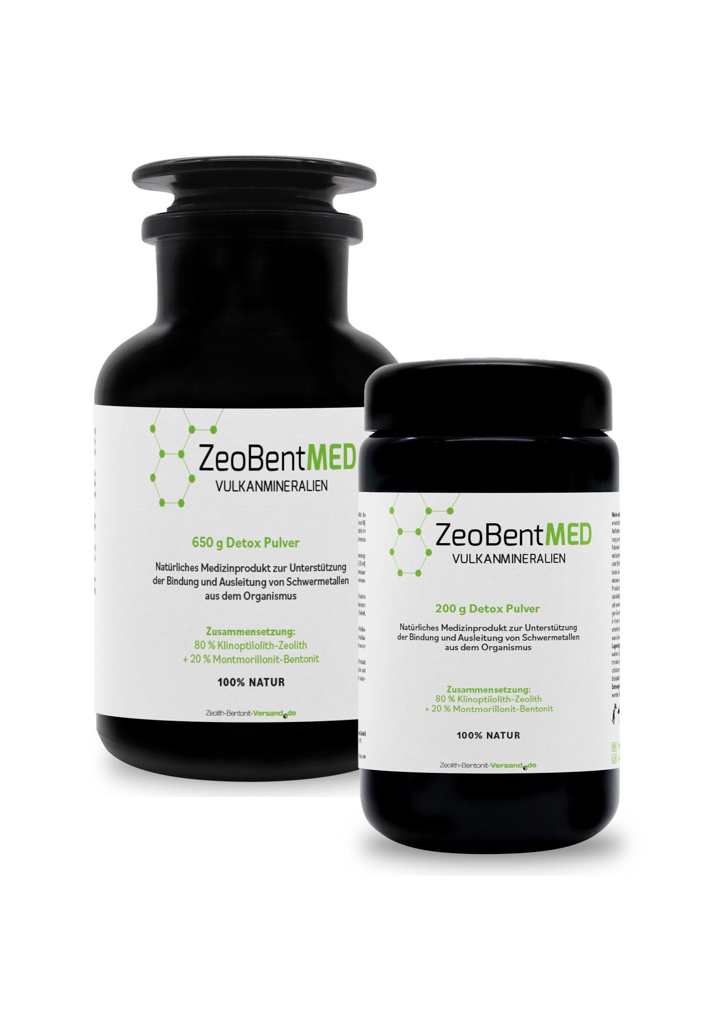 ZeoBent Detox-Pulver 200g + 650g im Sparpack, Medizinprodukt mit CE-Zertifikat