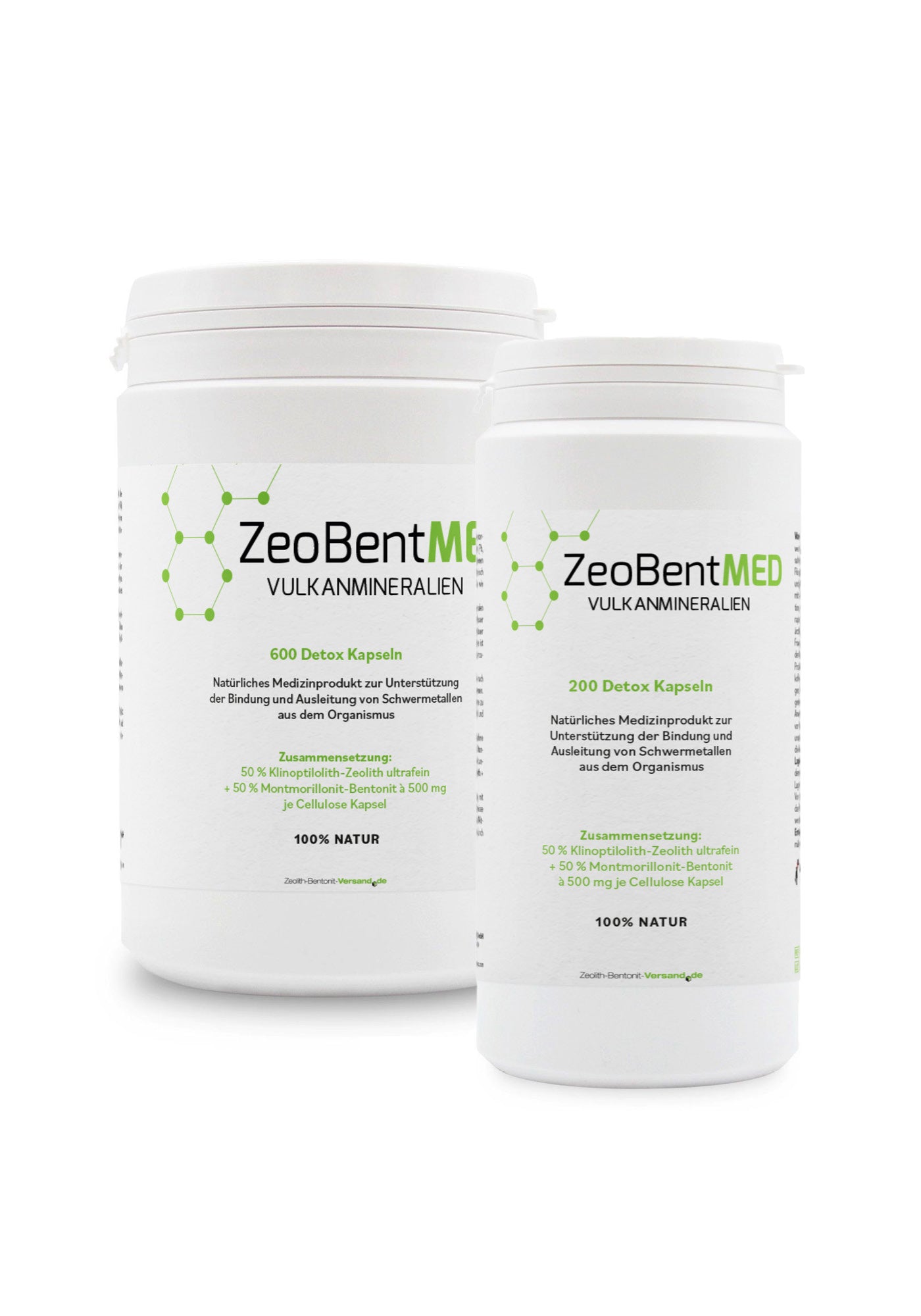 ZeoBentMED 200 + 600 cápsulas detox en envase económico, producto sanitario con certificado CE