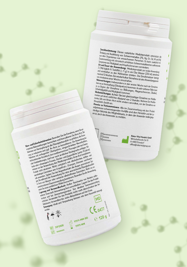 ZeolithMED Detox-Pulver ultrafein 120g, Medizinprodukt mit CE-Zertifikat