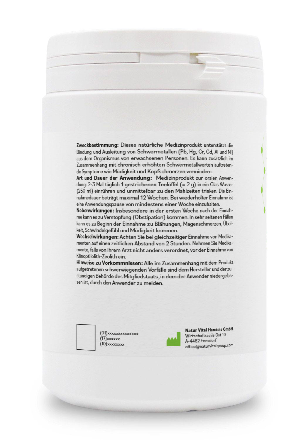 ZeolithMED Detox-Pulver 650g, Medizinprodukt mit CE-Zertifikat
