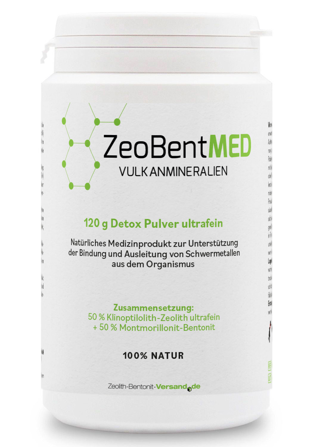 ZeoBentMED polvere detox ultra-fine 120g, dispositivo medico con certificato CE
