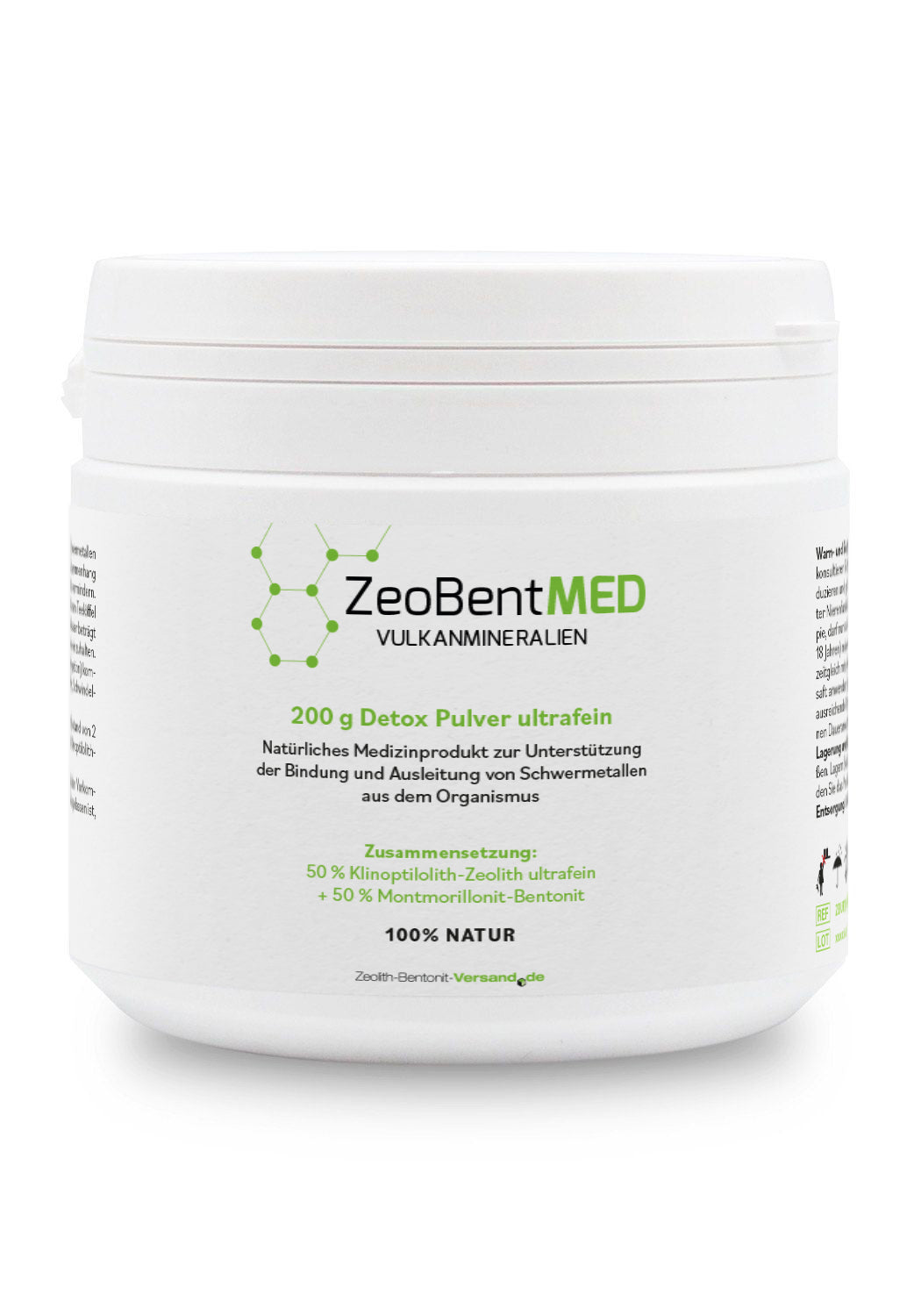 ZeoBentMED polvo detox ultrafino 200g, producto sanitario con certificado CE