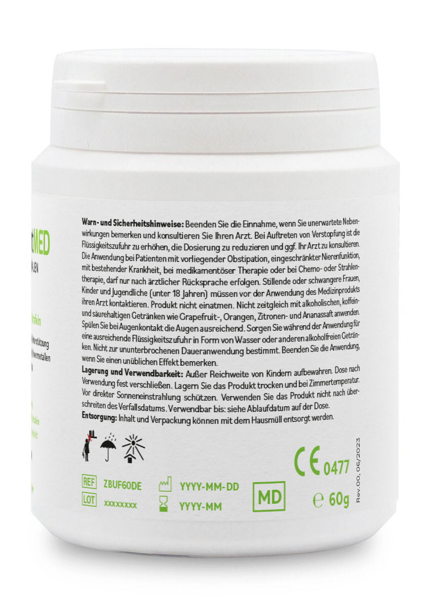 ZeoBentMED polvere detox ultrafine 60g, dispositivo medico con certificato CE