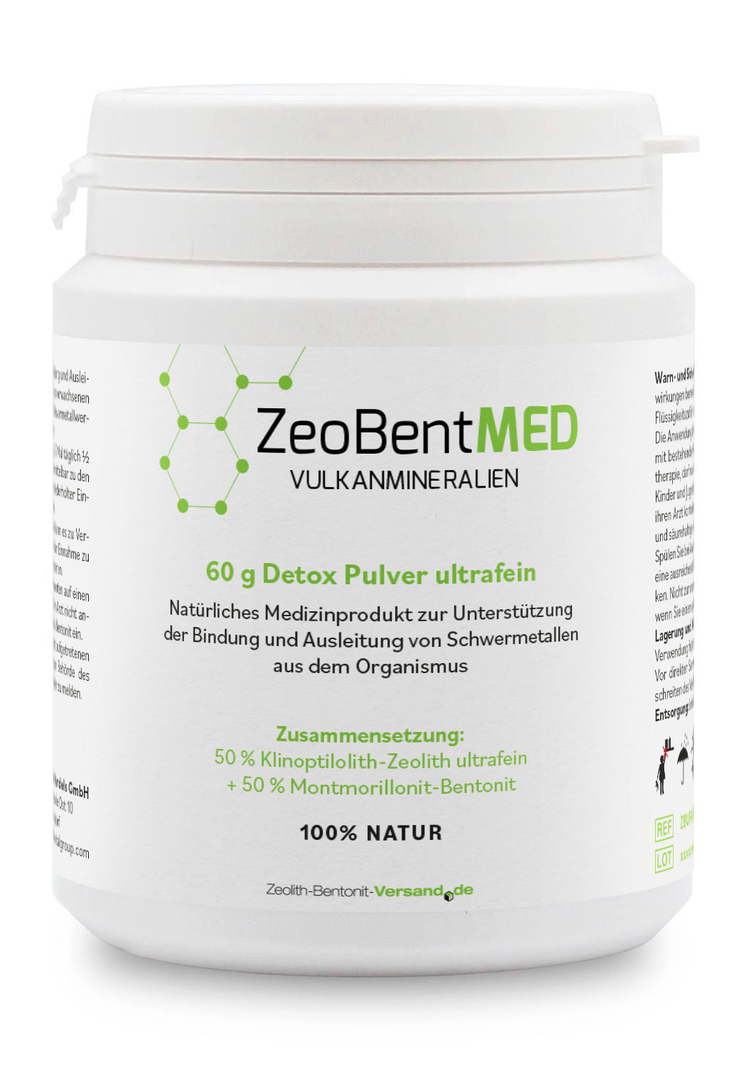 ZeoBentMED Detox-Pulver ultrafein 60g, Medizinprodukt mit CE-Zertifikat