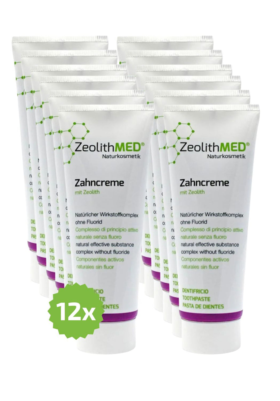12x ZeolithMED pasta dentífrica 75ml en envase económico, pasta dentífrica sin flúor