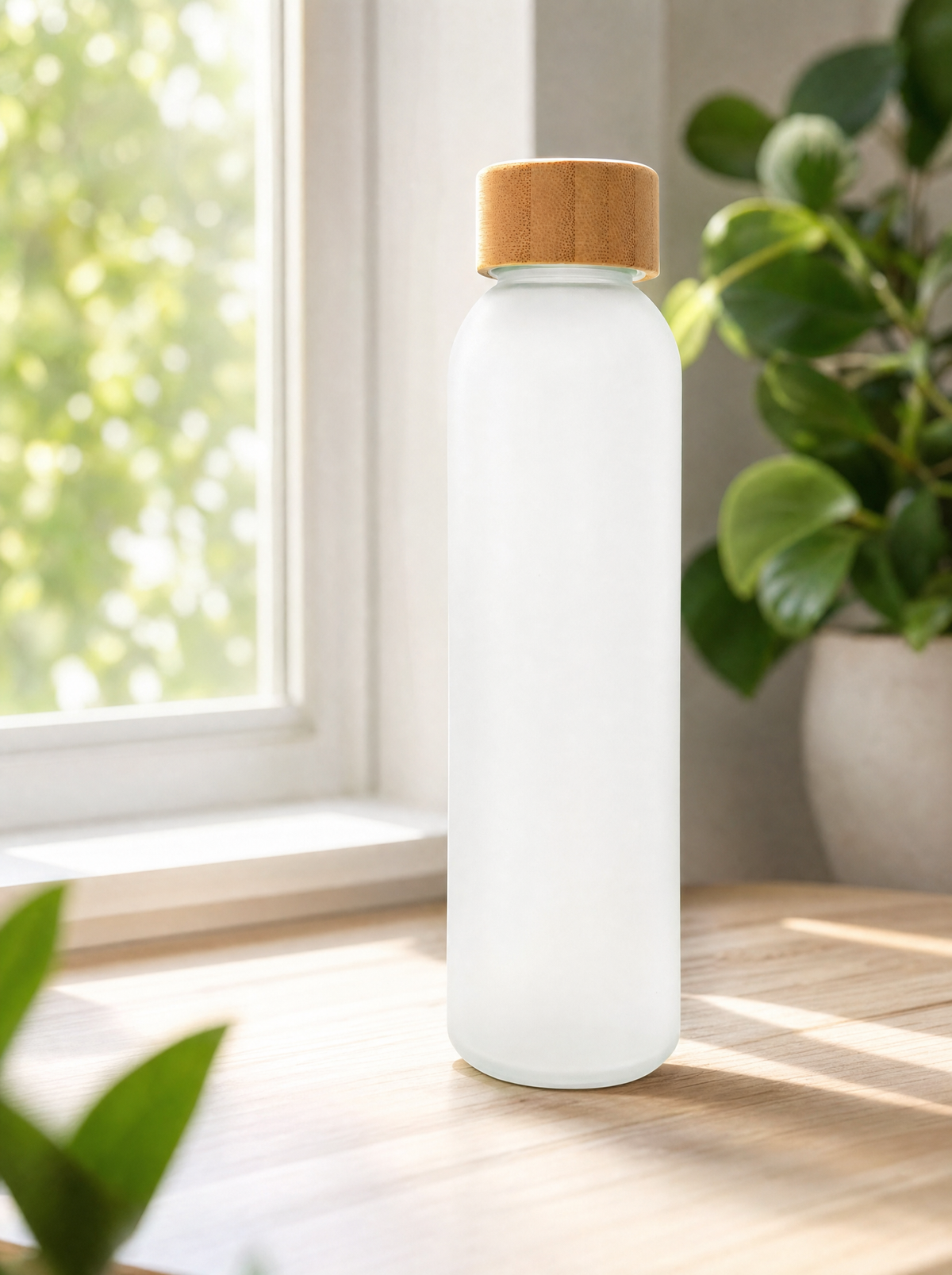 500ml Glas-Trinkflasche (weiß/transparent)