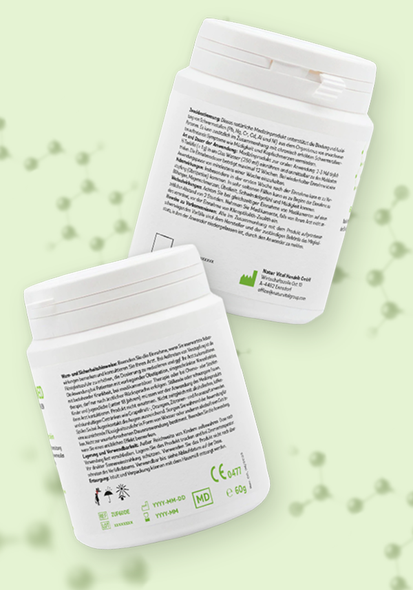 ZeolithMED polvo detox ultrafino 60g, producto sanitario con certificado CE