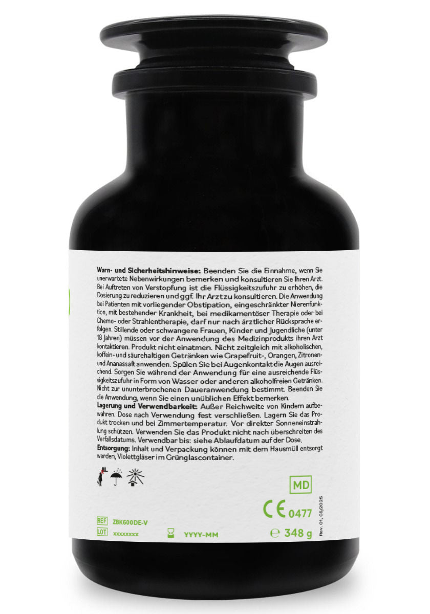 ZeoBentMED 600 capsule detox in Vetro violetto Miron, dispositivo medico con certificato CE