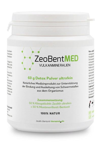 ZeoBentMED polvere detox ultrafine 60g, dispositivo medico con certificato CE