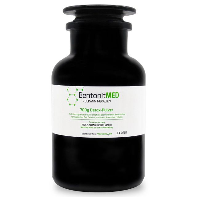 Bentonite MED detox powder 700g in violet glass, Medical device