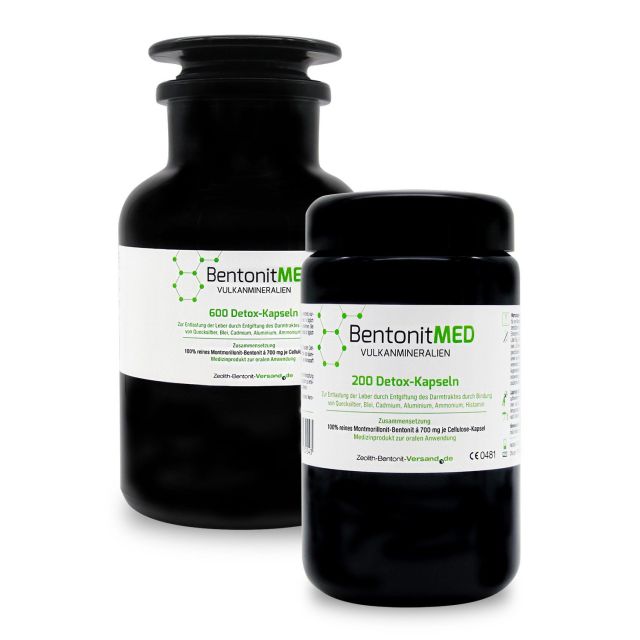Bentonite MED 800 detox capsules in savings stack, Medical devices