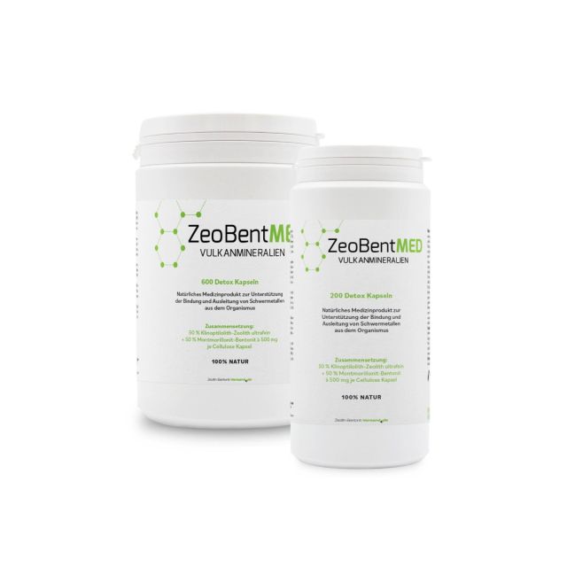 ZeoBentMED 200 + 600 detox capsules in an economy pack, medical device with CE certificate
