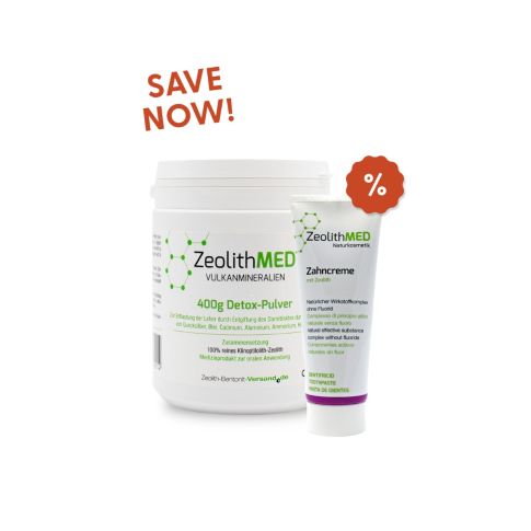 Economy pack Zeolite MED detox powder 400g + Zeolite Toothpaste 75ml